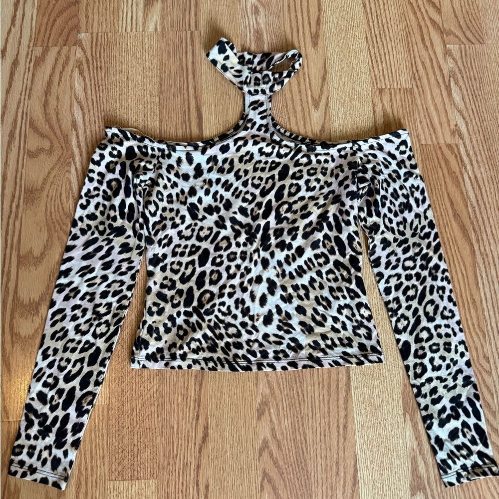 Guess Black and White Long Sleeve Crop Blouse - Picture 2 of 3